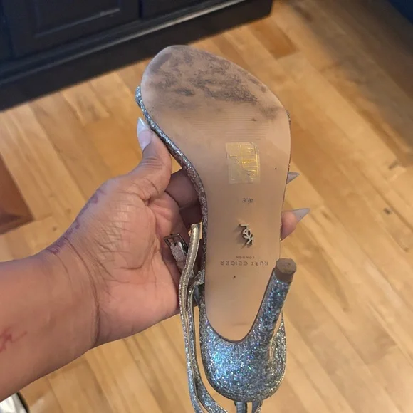 Kurt Geiger Silver Glitter Sandals - Picture 8 of 8